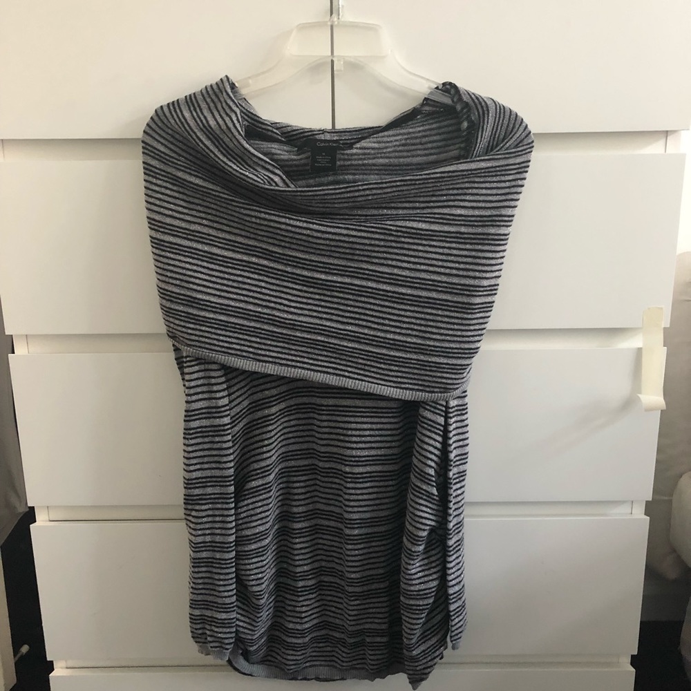 Striped and Sparkly Off the Shoulder Sweater